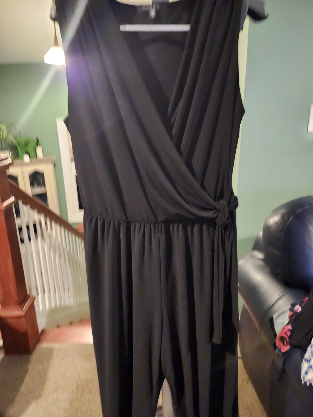 Tahari Black One-Shoulder Wrap Jumpsuit